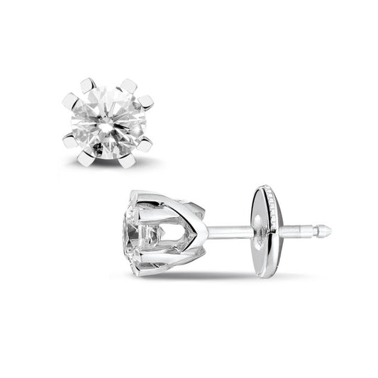 Radiant Brilliance: 1.00 Carat Diamond Earrings in White Gold with Eight Prongs