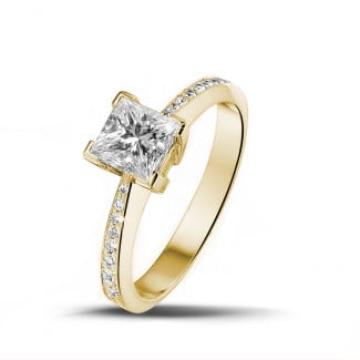 Princess Cut Side Stone Diamond Ring