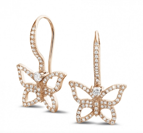Butterfly Designed Diamond Dangle Earrings