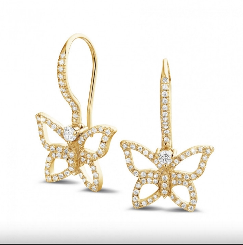Butterfly Designed Diamond Dangle Earrings