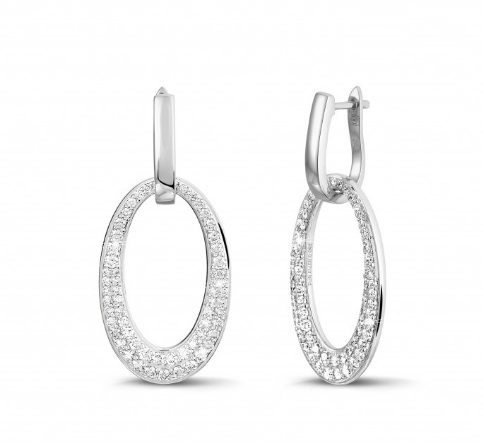 Diamond Oval Dangle Earrings