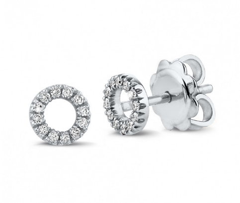 Circle Design Round Diamond Earrings