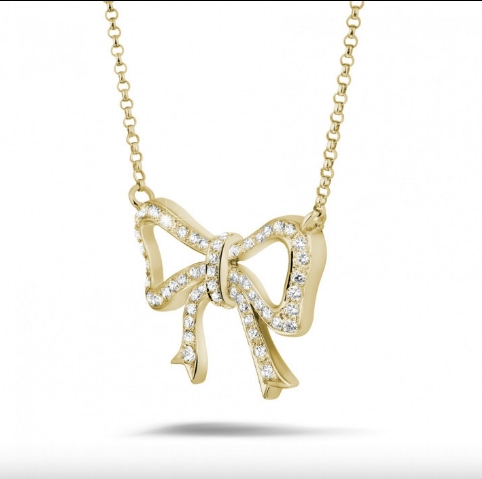 Bow Design Diamond Pendant Necklace