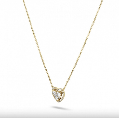 Round Diamond Heart Pendant Necklace