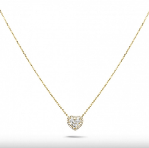 Round Diamond Heart Pendant Necklace