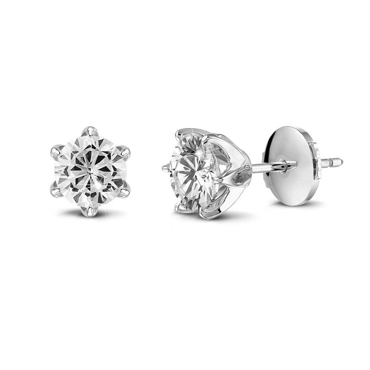 Dazzling Delight: Solitaire Diamond Earrings in White Gold