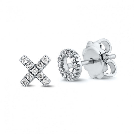 Radiant Brilliance: Sparkling White Gold XO Earrings Adorned with Dazzling Diamonds